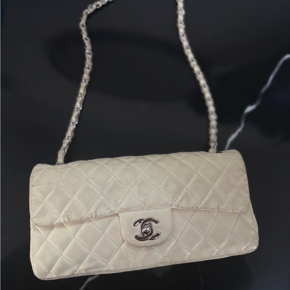 Chanel Vintage Single Flap Medium White Bag